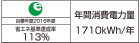 【省エネラベル】目標年度2016年度　省エネ基準達成率113％　年間消費電力量1710kWh/年