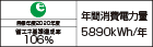 【省エネラベル】目標年度2020年度　省エネ基準達成率106%　年間消費電力量5890kWh/年
