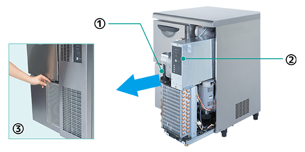アンダーカウンター製氷機 メンテナンス（グリル解放）時の写真